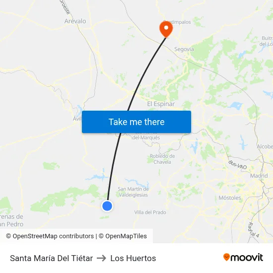 Santa María Del Tiétar to Los Huertos map