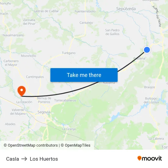 Casla to Los Huertos map