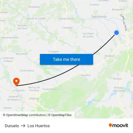 Duruelo to Los Huertos map