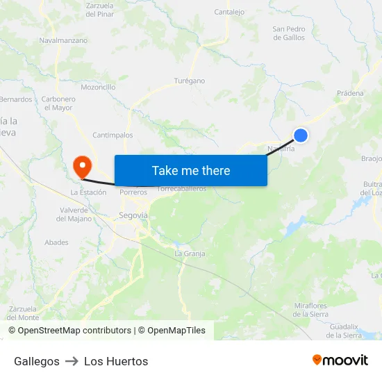 Gallegos to Los Huertos map
