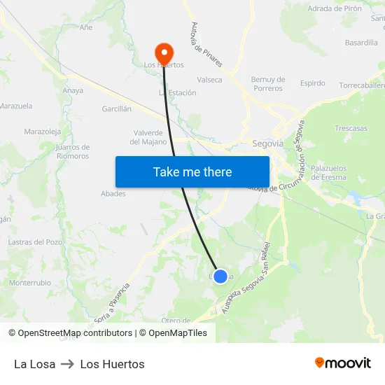 La Losa to Los Huertos map