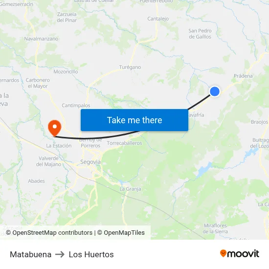 Matabuena to Los Huertos map