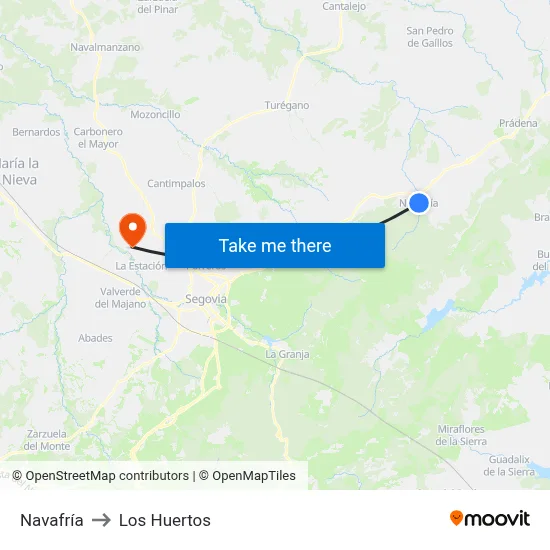 Navafría to Los Huertos map