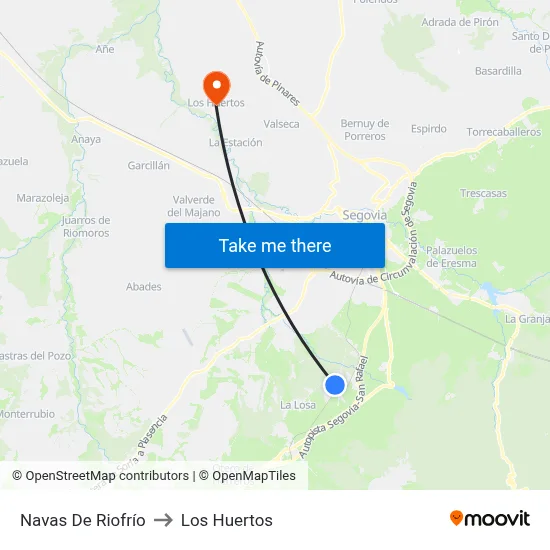Navas De Riofrío to Los Huertos map