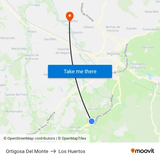 Ortigosa Del Monte to Los Huertos map