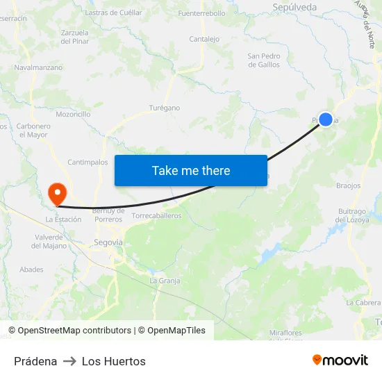 Prádena to Los Huertos map