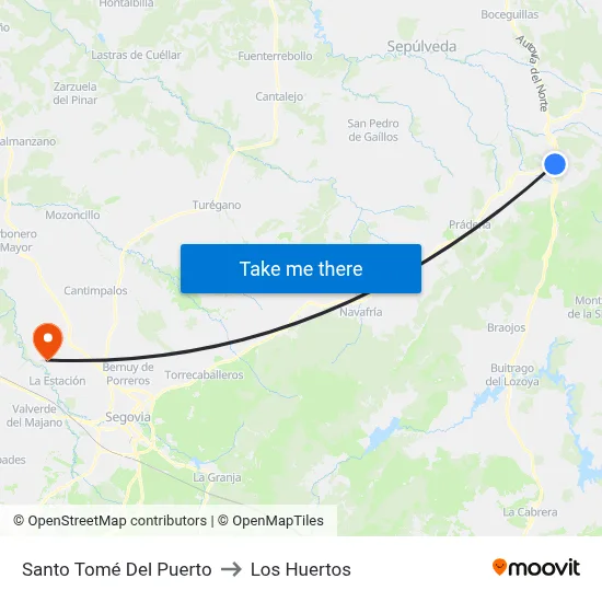 Santo Tomé Del Puerto to Los Huertos map