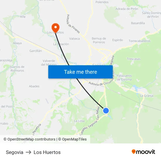 Segovia to Los Huertos map