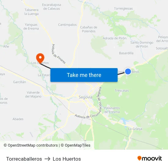 Torrecaballeros to Los Huertos map
