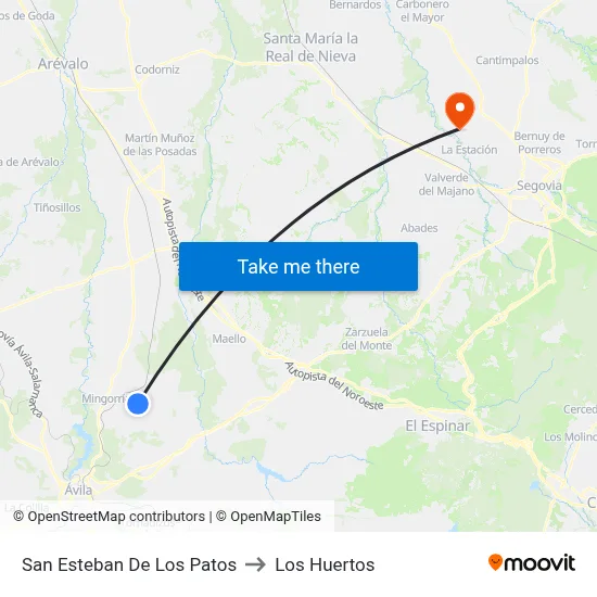 San Esteban De Los Patos to Los Huertos map