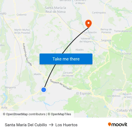 Santa María Del Cubillo to Los Huertos map