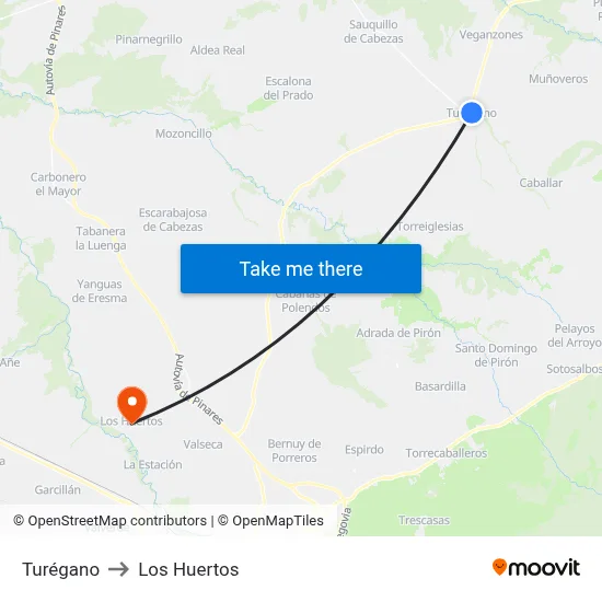 Turégano to Los Huertos map
