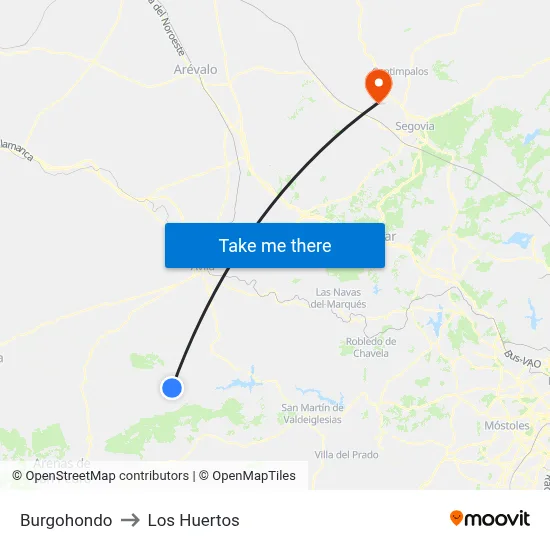 Burgohondo to Los Huertos map