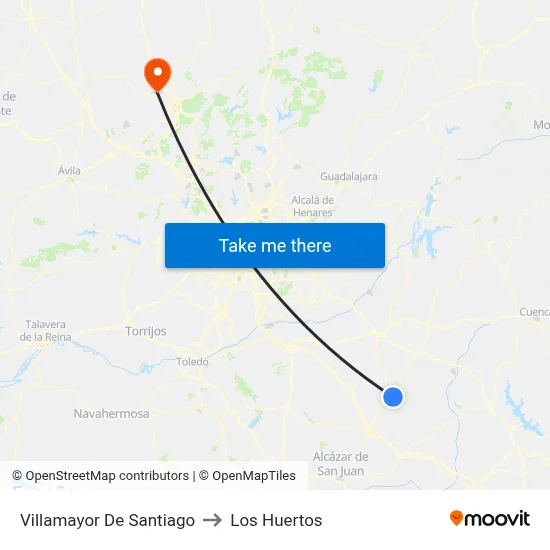 Villamayor De Santiago to Los Huertos map