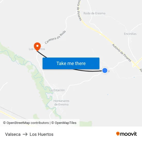 Valseca to Los Huertos map