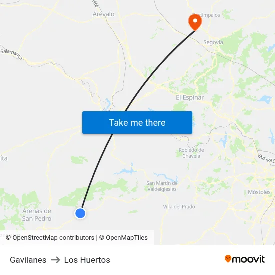 Gavilanes to Los Huertos map