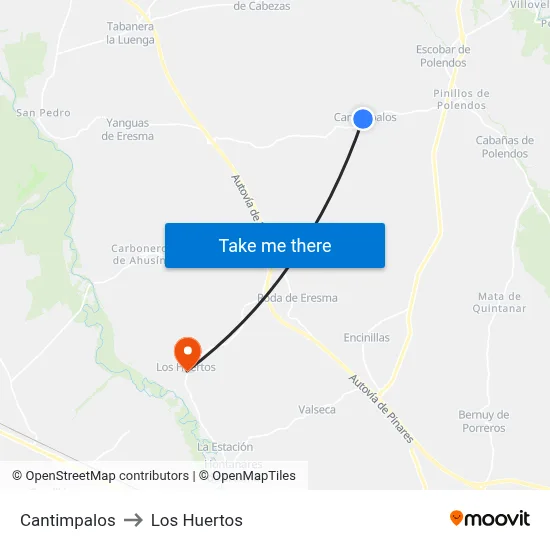 Cantimpalos to Los Huertos map