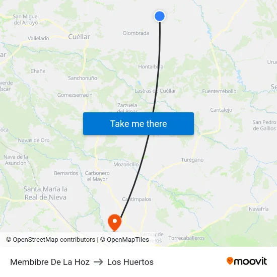 Membibre De La Hoz to Los Huertos map