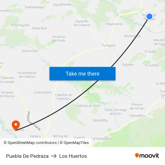 Puebla De Pedraza to Los Huertos map