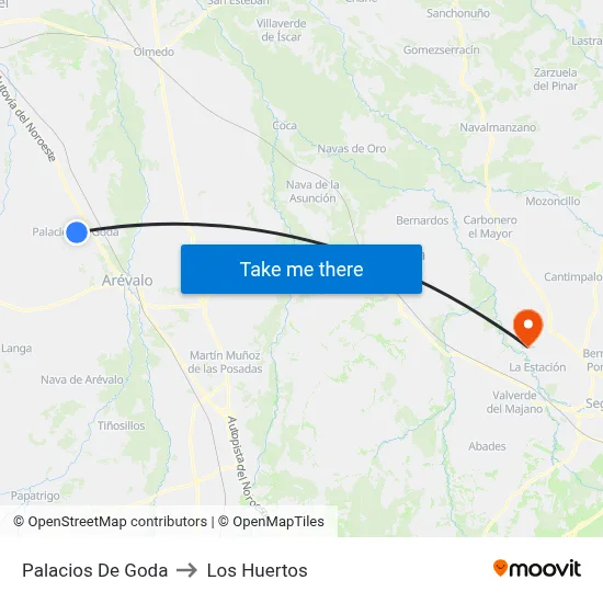 Palacios De Goda to Los Huertos map
