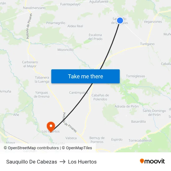 Sauquillo De Cabezas to Los Huertos map