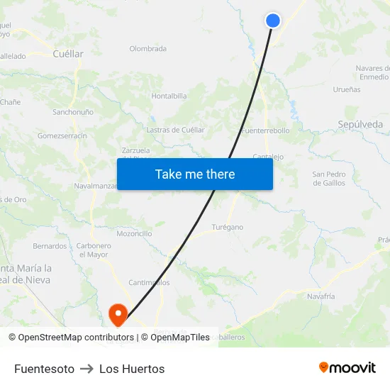 Fuentesoto to Los Huertos map