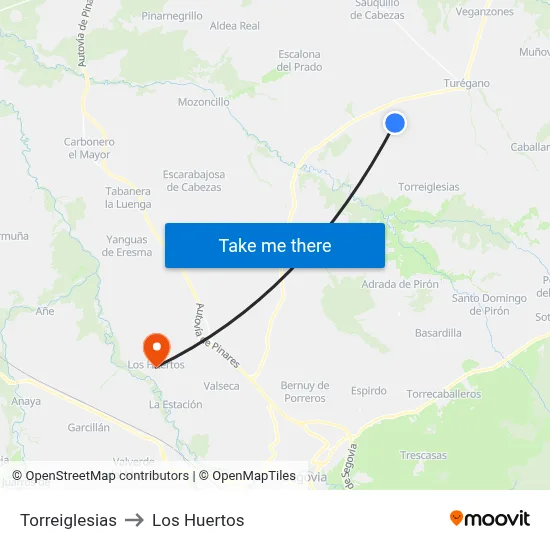 Torreiglesias to Los Huertos map