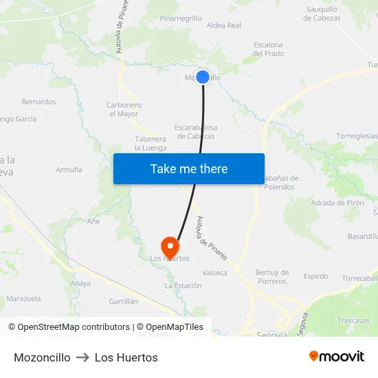Mozoncillo to Los Huertos map