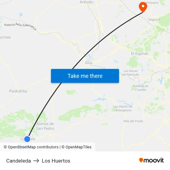 Candeleda to Los Huertos map