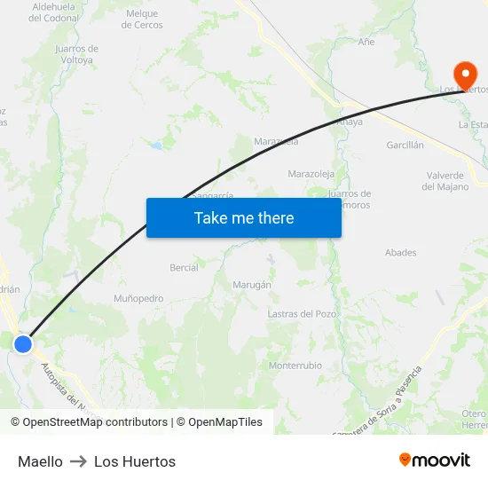 Maello to Los Huertos map