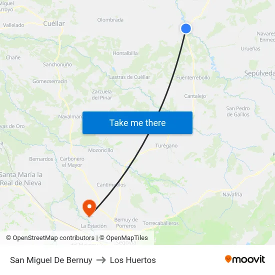 San Miguel De Bernuy to Los Huertos map