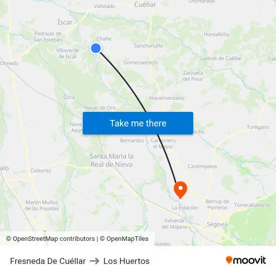 Fresneda De Cuéllar to Los Huertos map