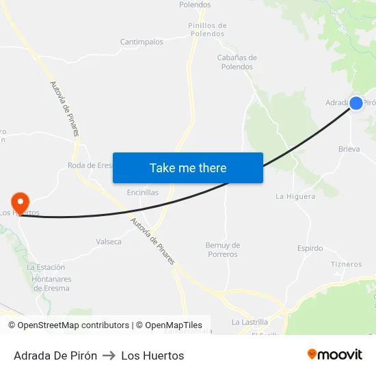Adrada De Pirón to Los Huertos map