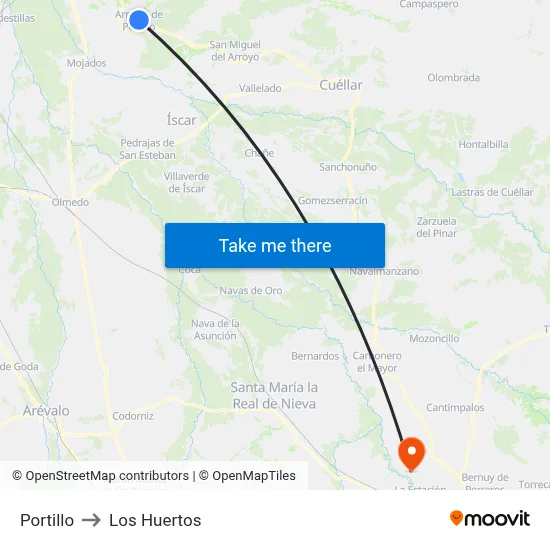 Portillo to Los Huertos map