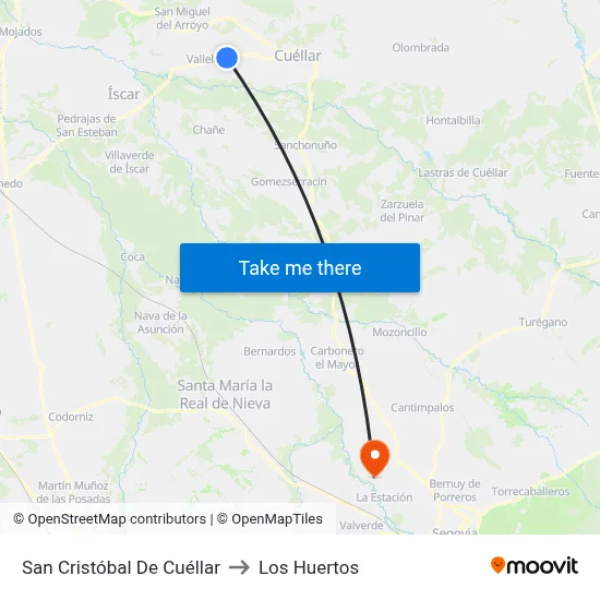 San Cristóbal De Cuéllar to Los Huertos map