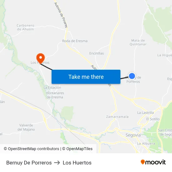 Bernuy De Porreros to Los Huertos map