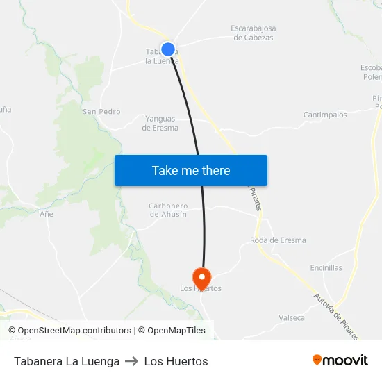 Tabanera La Luenga to Los Huertos map