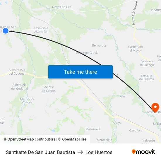 Santiuste De San Juan Bautista to Los Huertos map