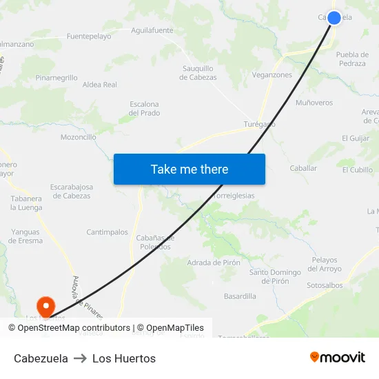 Cabezuela to Los Huertos map