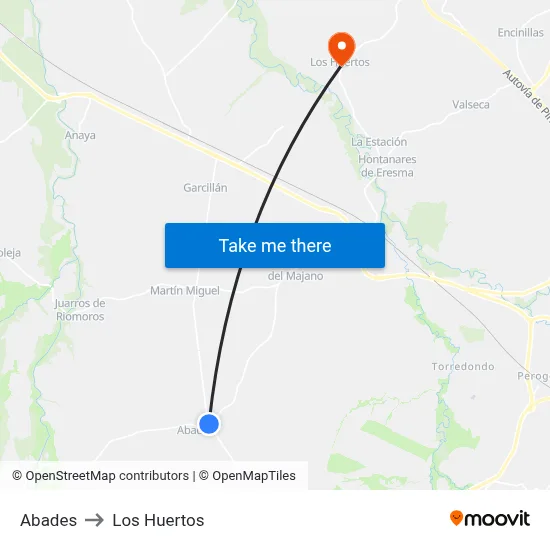 Abades to Los Huertos map