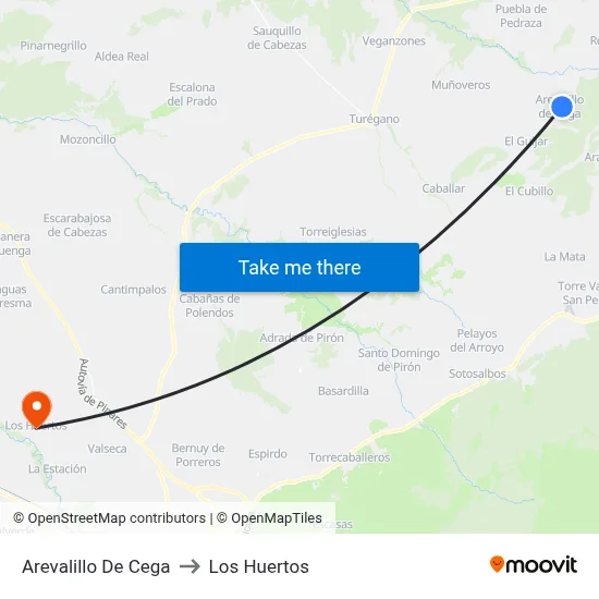 Arevalillo De Cega to Los Huertos map