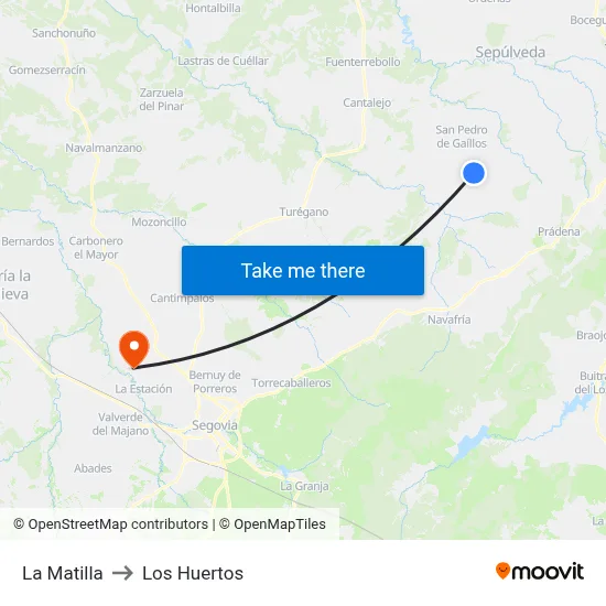 La Matilla to Los Huertos map