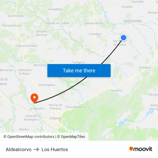 Aldealcorvo to Los Huertos map