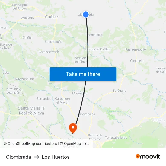 Olombrada to Los Huertos map