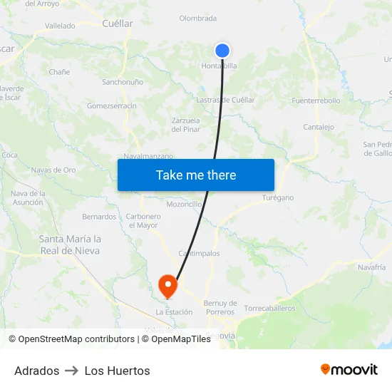 Adrados to Los Huertos map