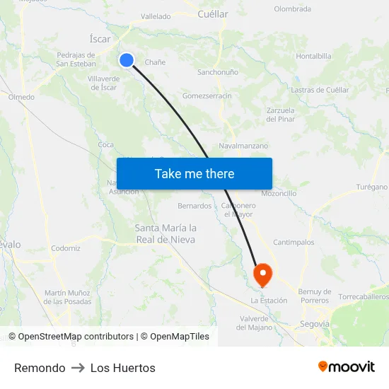 Remondo to Los Huertos map