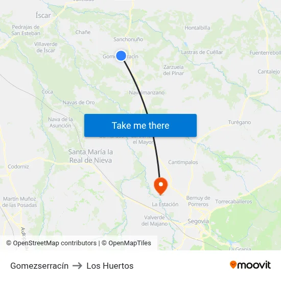 Gomezserracín to Los Huertos map