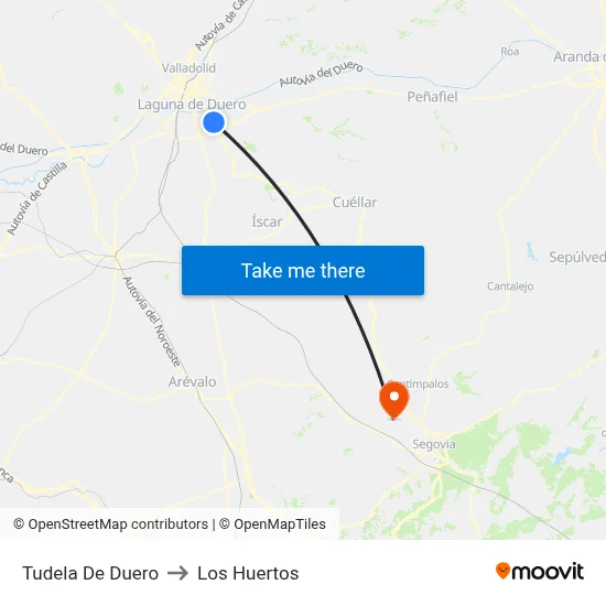 Tudela De Duero to Los Huertos map