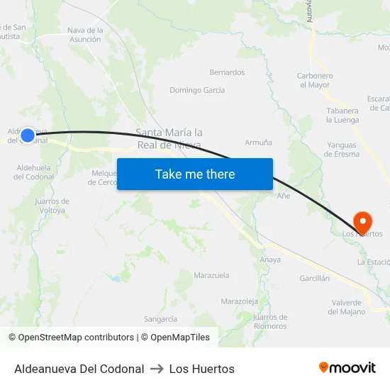 Aldeanueva Del Codonal to Los Huertos map