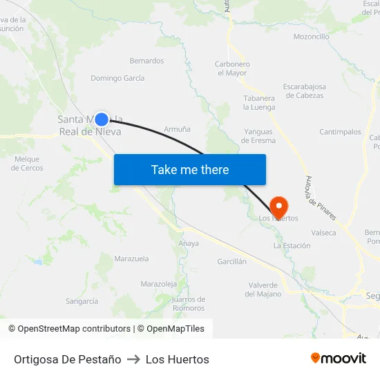 Ortigosa De Pestaño to Los Huertos map